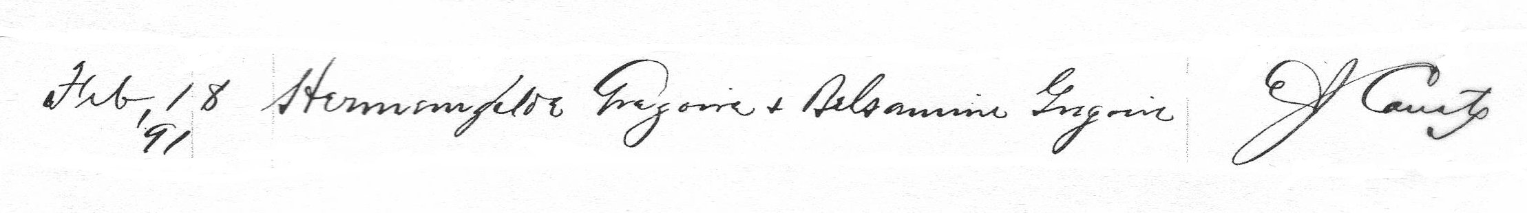 1891 Baptismal Certificate Extract 2 of Joseph Alfred Brooks